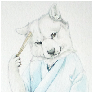 その他：2012 作品展出展『噺家 三犬衆（水色）』